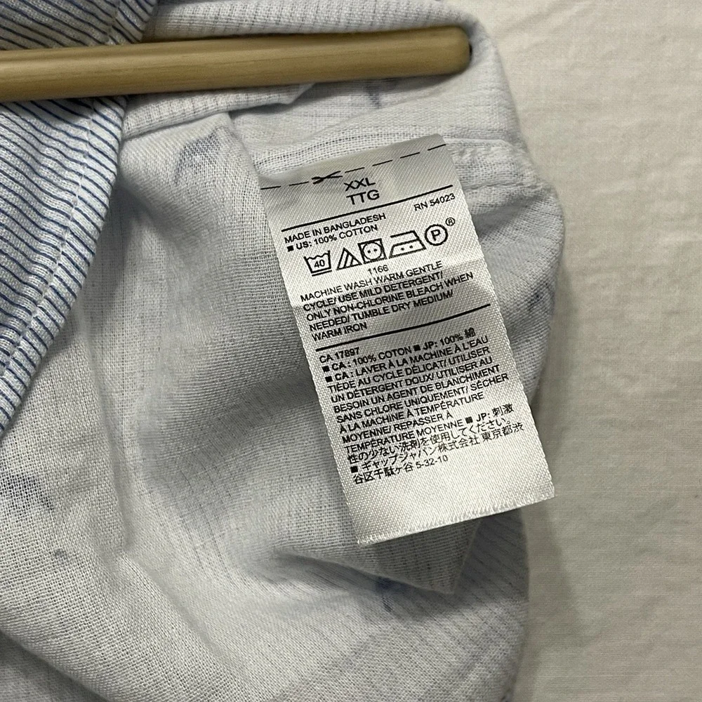 Banana Republic Slim Fit XXL Blue Stripe Tucan Short Sleeve Shirt Summer 2021